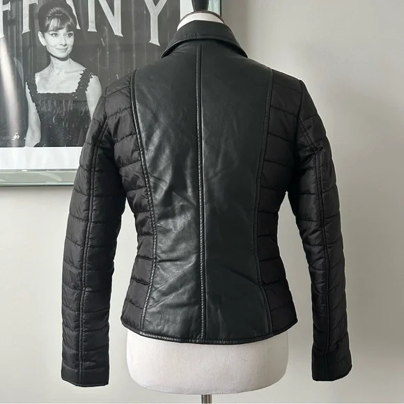 Danier Quilted Moto Jacket Coat with Leather Panels - Picture 5 of 9